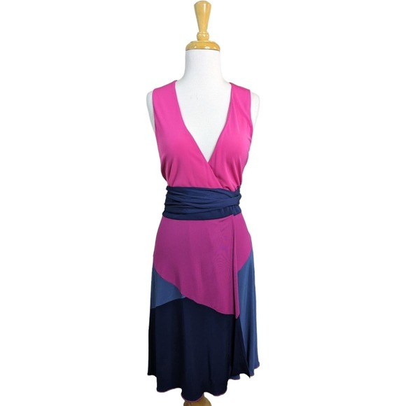 Diane Von Furstenberg Dresses & Skirts - Diane von Furstenberg Sady Color Block Jersey Crepe Wrap Dress 2 Pink Purple
